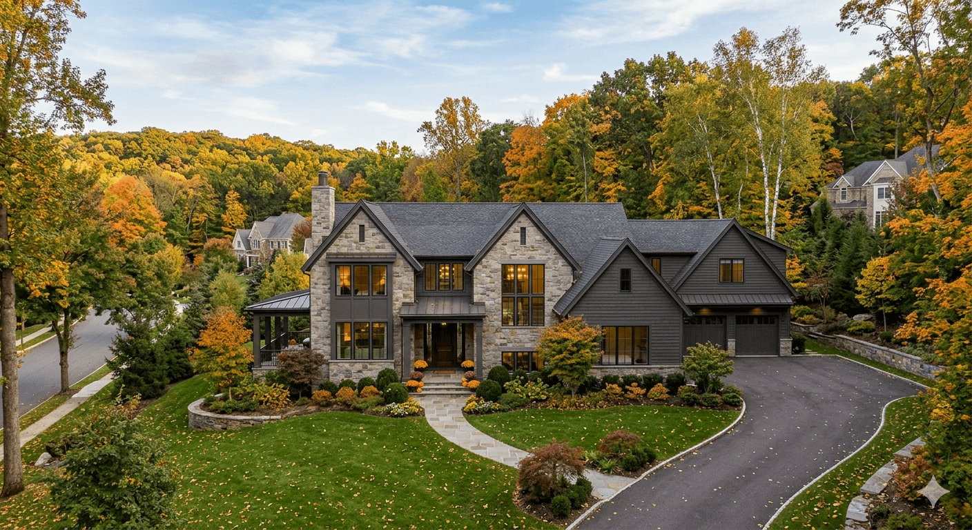 Luxury New Jersey home with stone masonry, siding, and a new roof by A&E Exteriors LLC